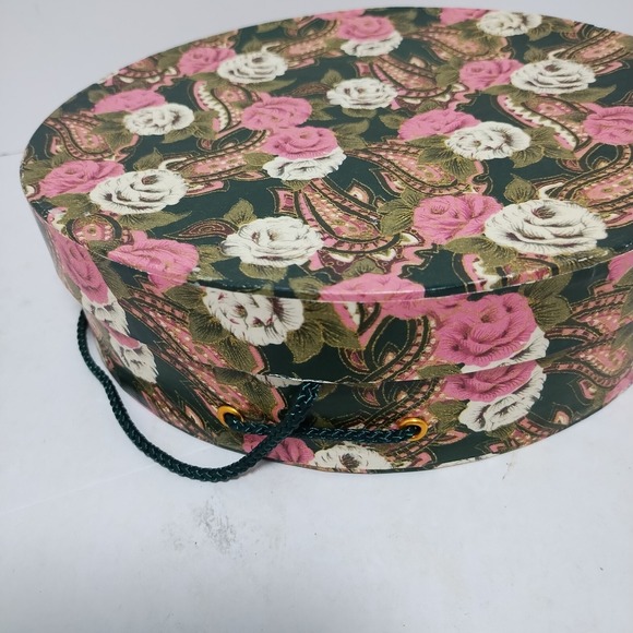 Vintage Oval Floral Lidded Trinket Treasure Box 8 X 7 X 3 Pink White CottageCore - Picture 7 of 11